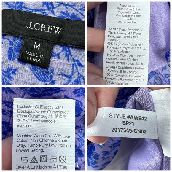 J.Crew Floral Blouse Ruffle Neck Keyhole Front Flowy Sleeve Medium - Picture 3 of 9